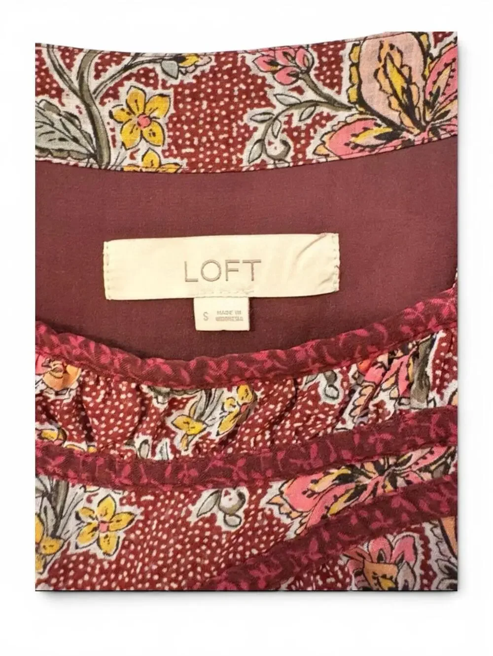 LOFT Floral Puff Sleeve‎ Blouse Size Small